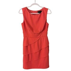 Connected Apparel Coral Dress Sleeveless Tiered Career Party Sz‎ 10 Preowned